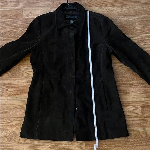 Vintage Banana Republic Women Large Brown Genuine Suede Leather Coat Jacket - Picture 8 of 16